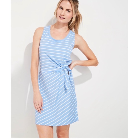 Vineyard Vines Dresses & Skirts - Vineyard Vines Performance‎ Stripe Sleeveless Tie Waist Tank Dress Size L